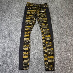 Nike Dri Fit Women's XS Camo Running Leggings Athletic Workout Pants Draw String